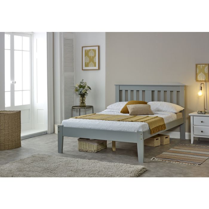 Kingsize Bed - FARSTON 5ft Wooden Bed Grey