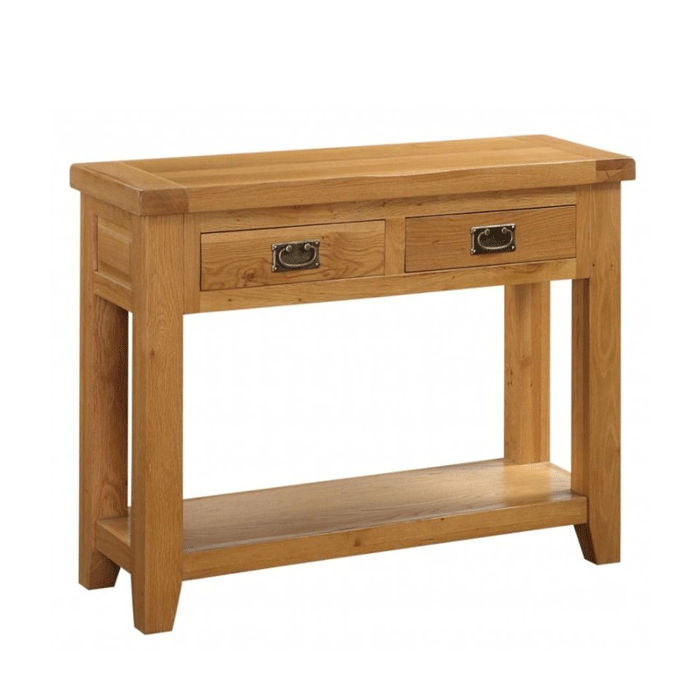 Wycombe Solid Oak 2 Drawer Console Table - Light Oak