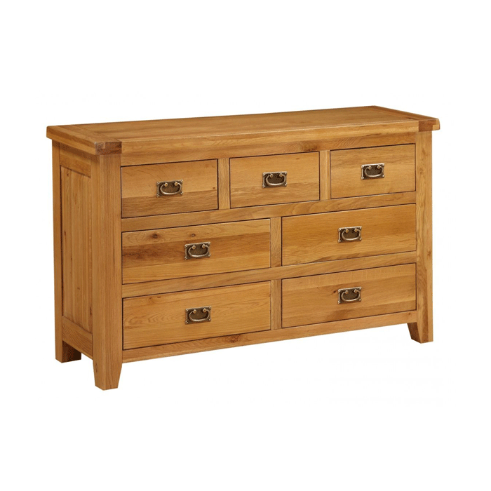 Oak Finish Chest of Drawers - ALTONA Large Chest 7 Drawers
