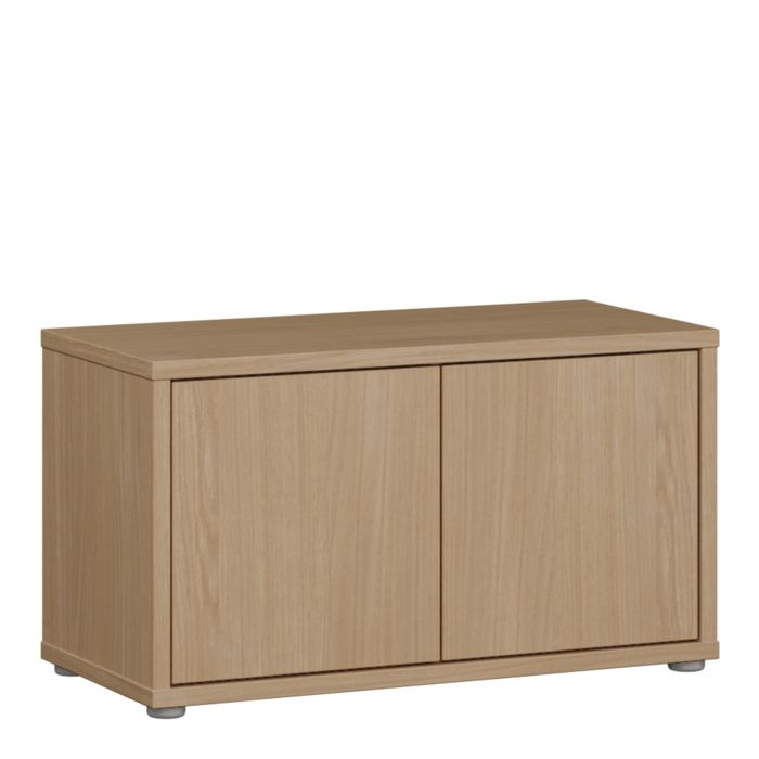 AVELINE Shoe Storage Bench with 2 Push to Open Doors - Elegancia Oak