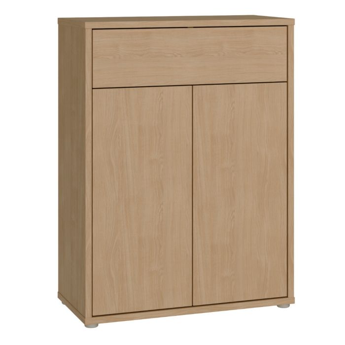 AVELINE Shoe Cabinet with 2 Doors and 1 Drawer Push to Open - Elegancia Oak