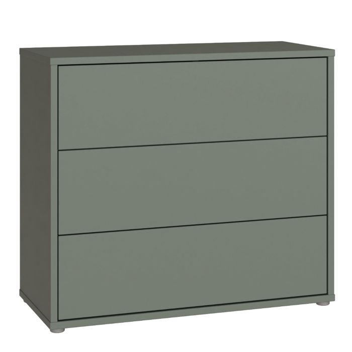 AVELINE Green Chest of Drawers - Medium-sized, 3 Drawers