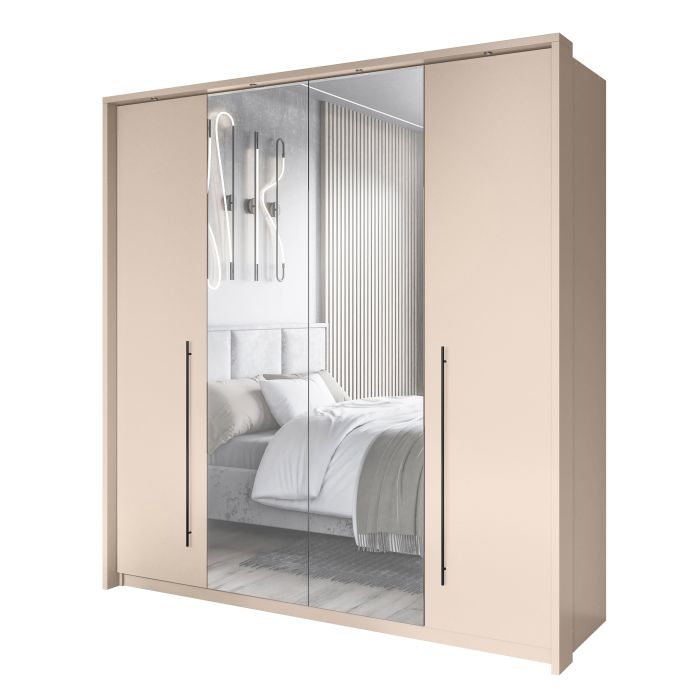 SAVIRA 4 Door Mirrored Sliding Wardrobe Beige - 209cm