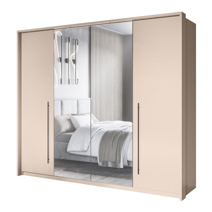 SAVIRA 4 Door Mirrored Sliding Wardrobe Beige - 255cm