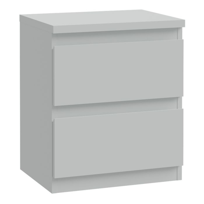EDMONT Bedside Table with 2 Drawers - Light Grey