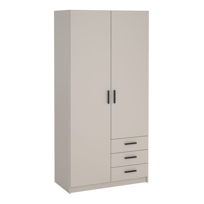 VELOCI 2 Door Wardrobe with 3 Drawers Beige - 99cm