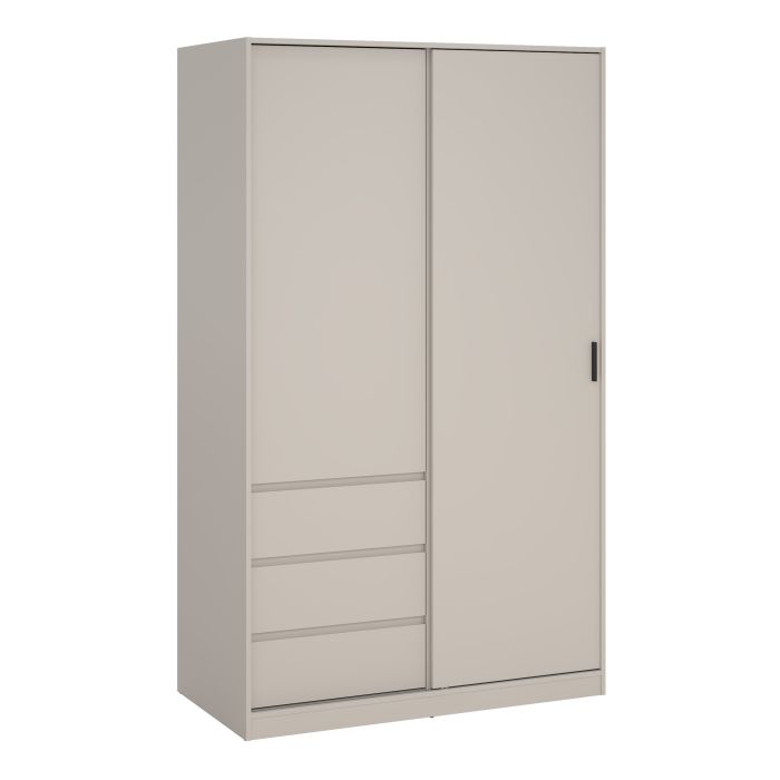 NANAIMO 2 Door Sliding Wardrobe with 3 Drawers Beige - 119cm