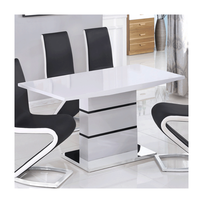 Versatile Elegance Cardigan Extending High Gloss Dining Table White and Black