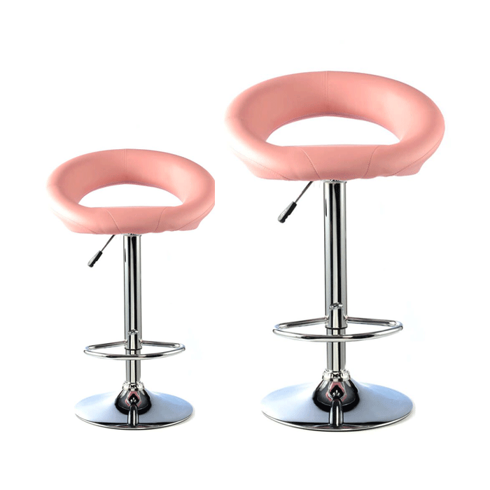 Cordova Swivel Bar Stools Set of 2 with Adjustable Height and Chrome Finish - Pink
