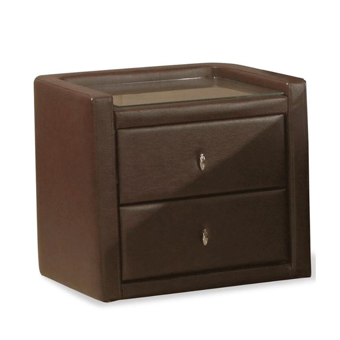 Fowey PU Leather Effect Bedside Unit - Brown