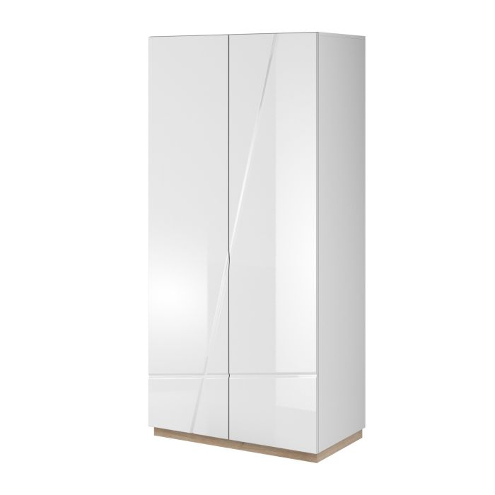 Fabia 90cm 2 Door Gloss Wardrobe - White