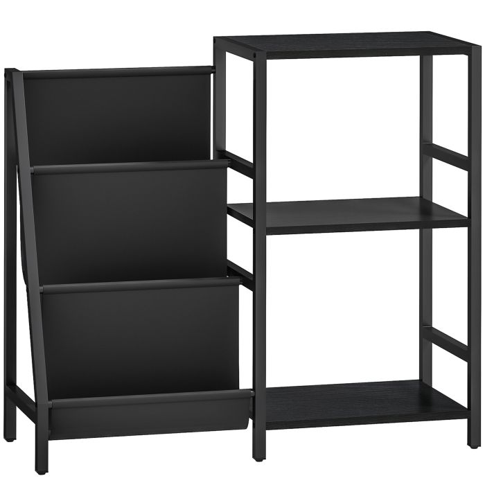 HERON 3 Tier Record Player Stand End Table Black Wood Effect