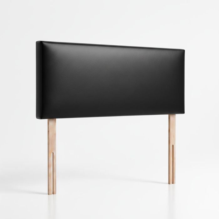 Chester Leather Effec High-Appeal Wooden Frame Headboard Single Bed - Black