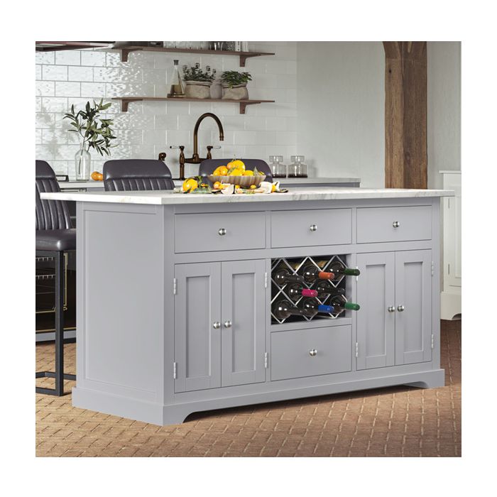 Multifunctional Grey Kitchen Island with White Marble Worktop