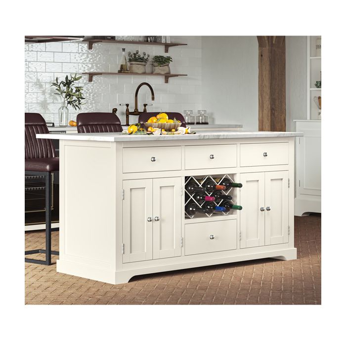 Versatile Design Cream Kitchen Island with White Marble Worktop