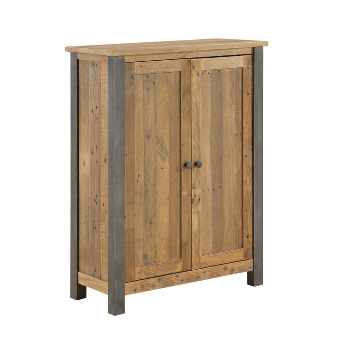 Doyle Rustic Industrial Design 2 Door Large Shoe Cabinet