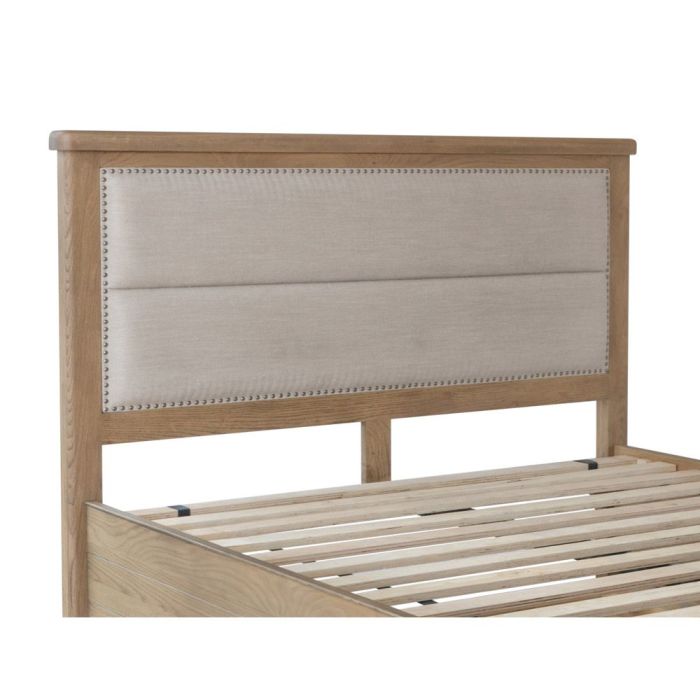 Norfolk Double Bed Fabric headboard - Somke Oak