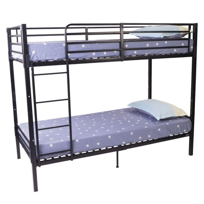 No Bolt Grey Metal Single Split Bunk Bed Frame