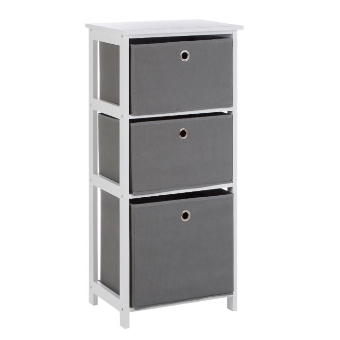LINCOLN Grey Chest of Drawers - Tallboy, Small-sized, 3 Drawers