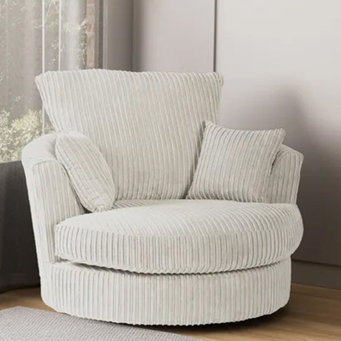 Swivel Chair - CORDURA Jumbo Cord Upholstered Chair Cream