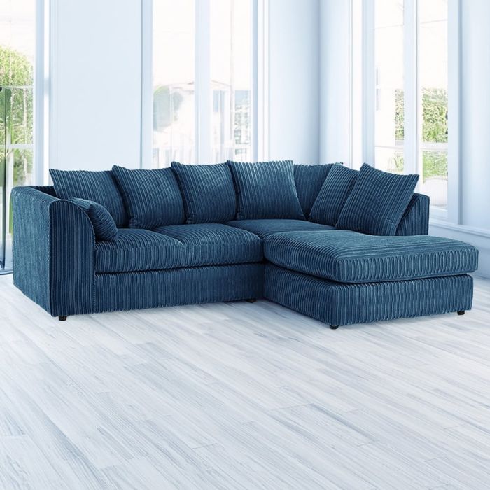Desmond Jumbo Cord Corner Sofa - Marine Blue
