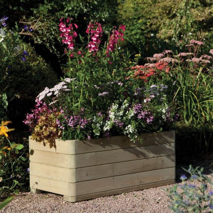 Marberry Rectangular Planter with Rounded Corner - Natural Timber Finish