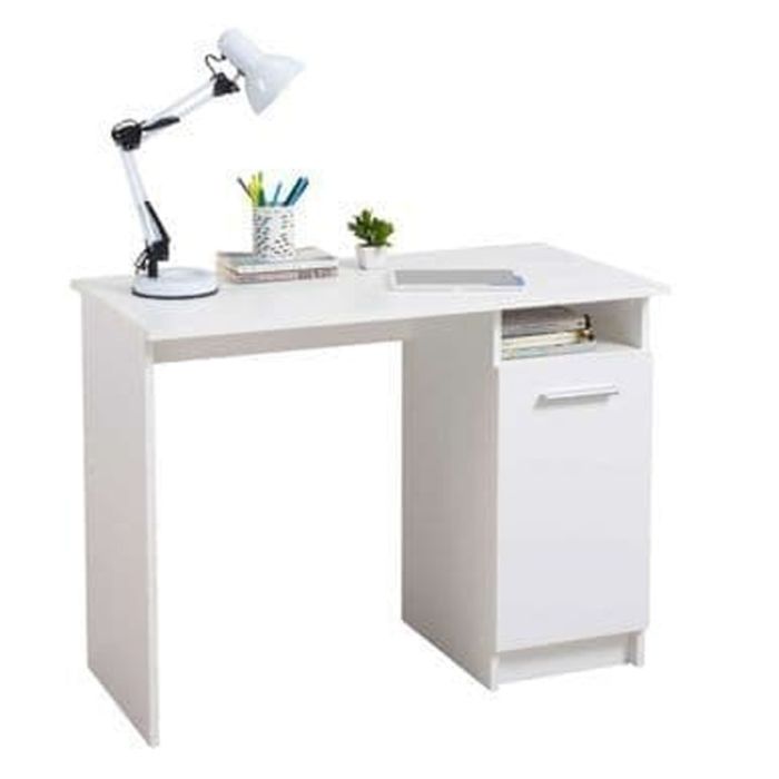 Computer Desk with Storage Cabinet - Matt White