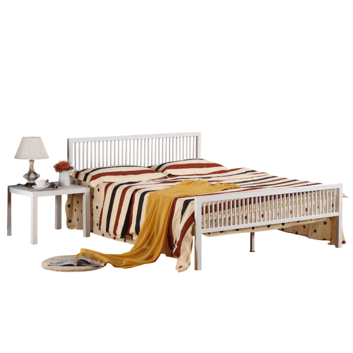 Kolachi Stylish High Headboard Metal Bed Frame White - Classic Elegance with a Modern Twist - Double Bed