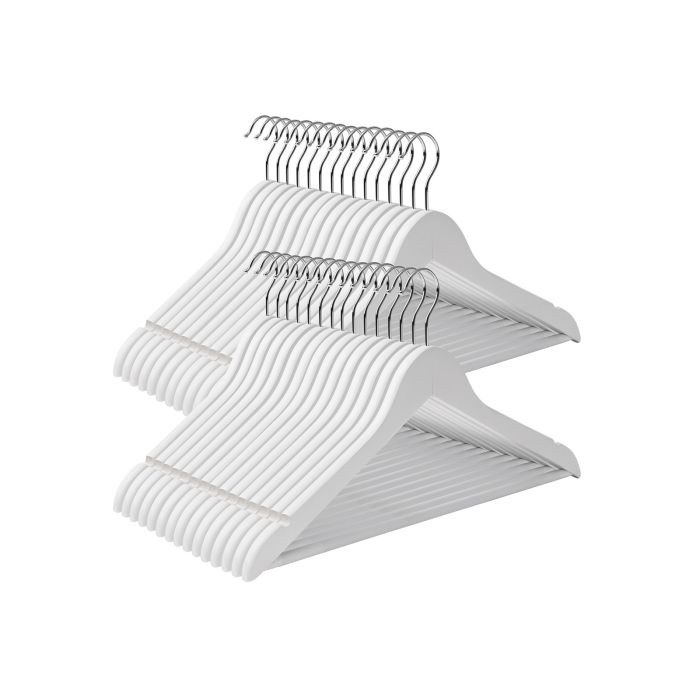 Pack of 30 White Wood Coat Hangers