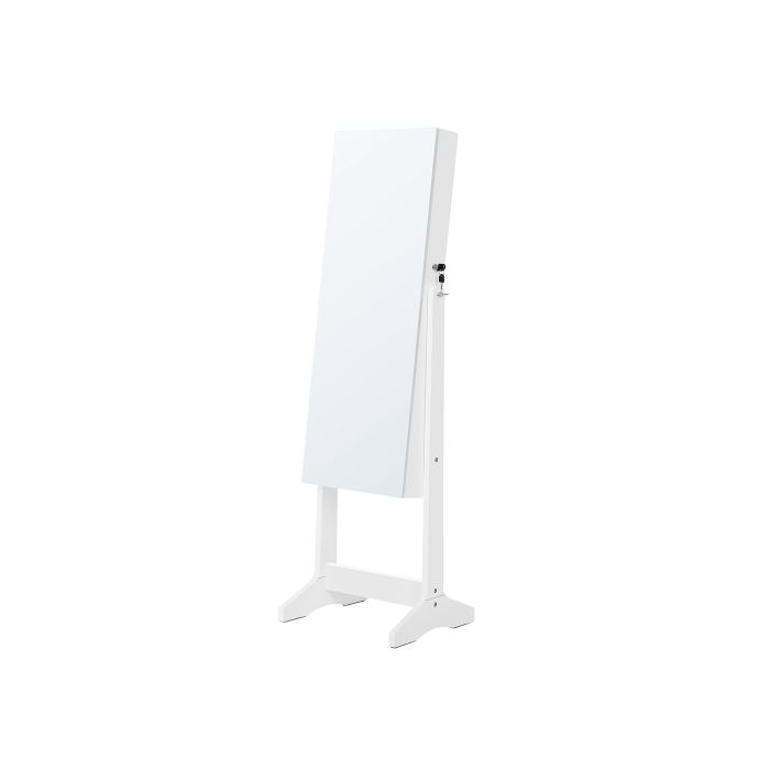 White Freestanding Jewelry Cabinet Armoire with Mirror