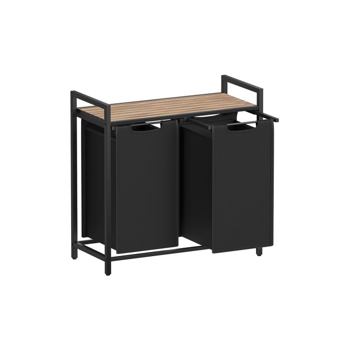 2-Compartment Laundry Hamper Camel Brown and Black