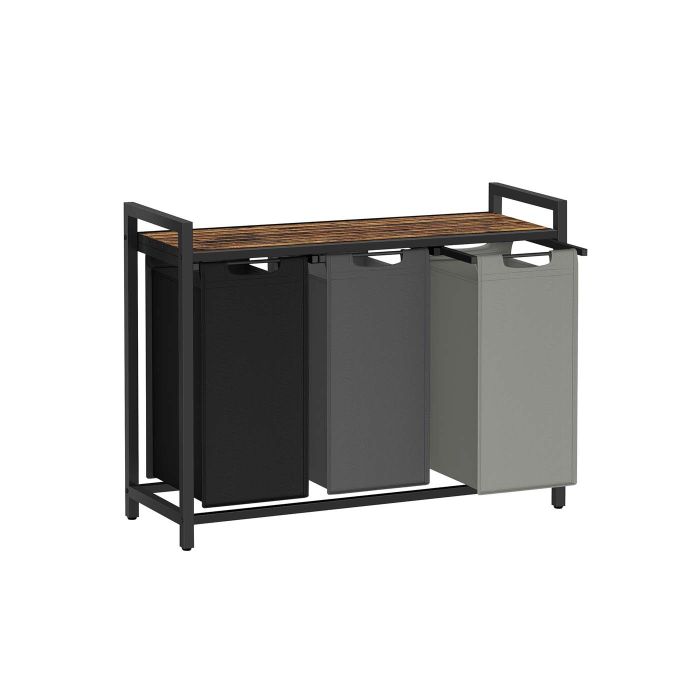 Laundry Basket - VIVRIA 4 Compartments Multi Colour - Dark Brown