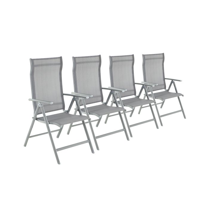 Garden Chairs - VIVLIA Folding Set of 4 150 kg Capacity - Grey