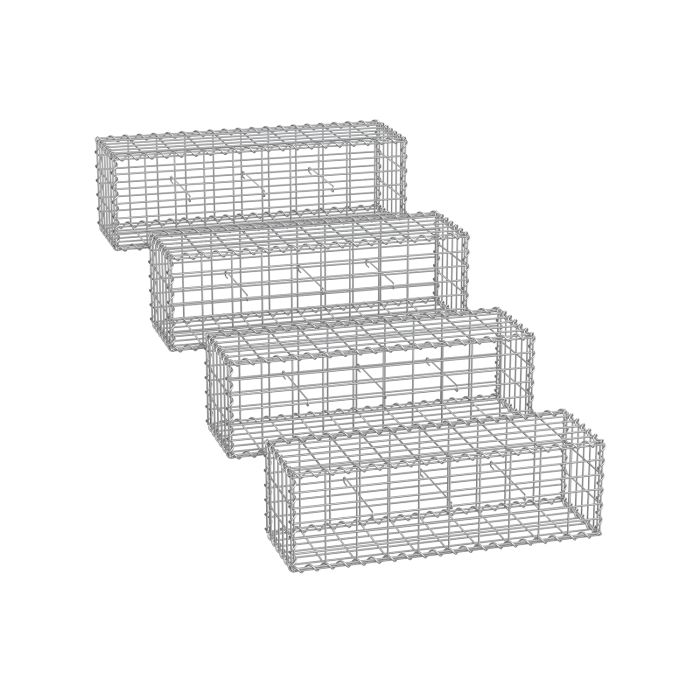 Gabion Cage - VELRAH Metal Mesh Stone Holder - Silver
