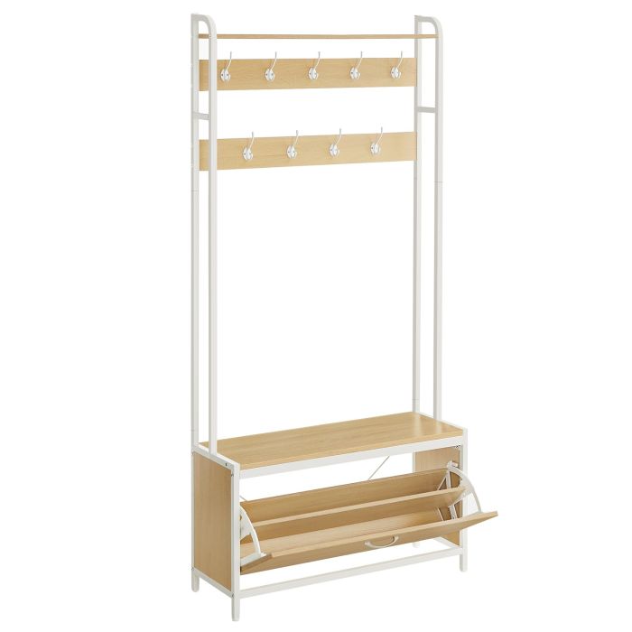 Coat Rack - VELRO Rack Shoe Storage - Golden Oak White