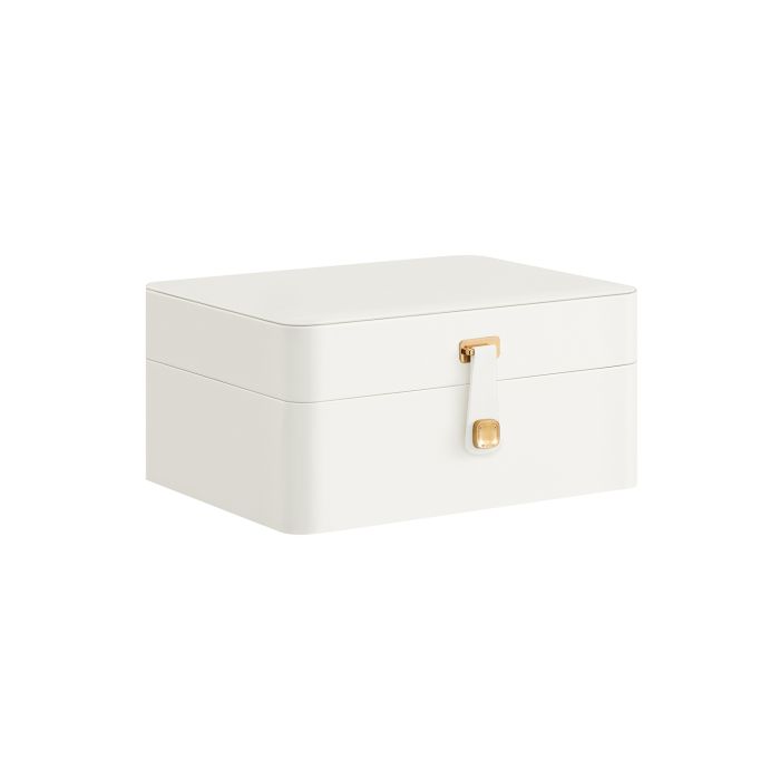 Jewellery Box - SOLNZA 2-Layer Organizer with Mirror and Tray - White