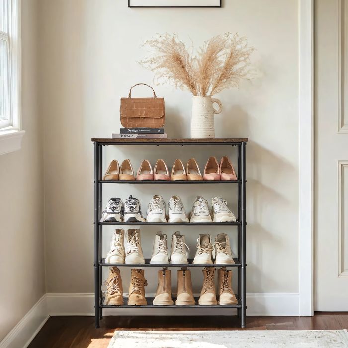 VERRA Shoe Rack - 5 Tier Storage Medium Sized Rack - Black