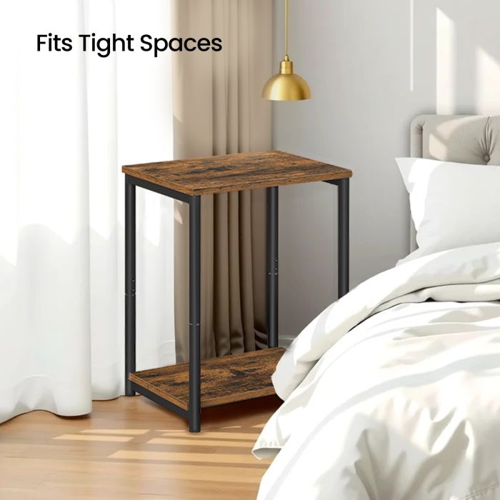 Side Table - VERRA Rustic Brown Small End Table Nightstand - Rustic Brown
