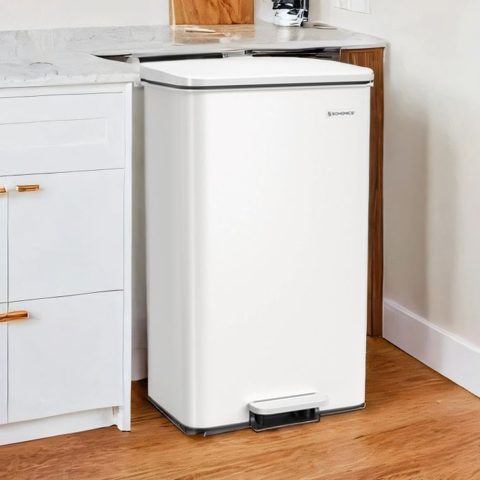 Trash Can - VERRA 40L Large Garbage Bin Soft Close Lid - White
