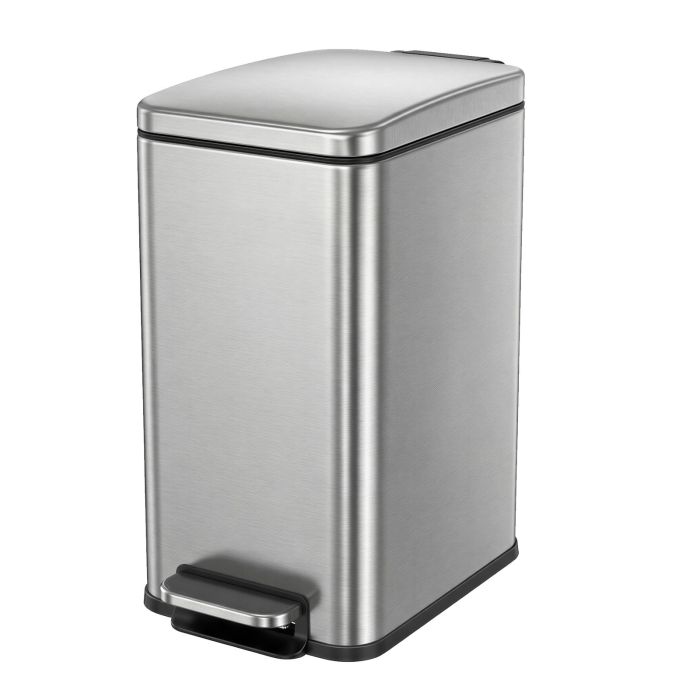 HILESO Soft Close Bathroom Pedal Bin - Silver