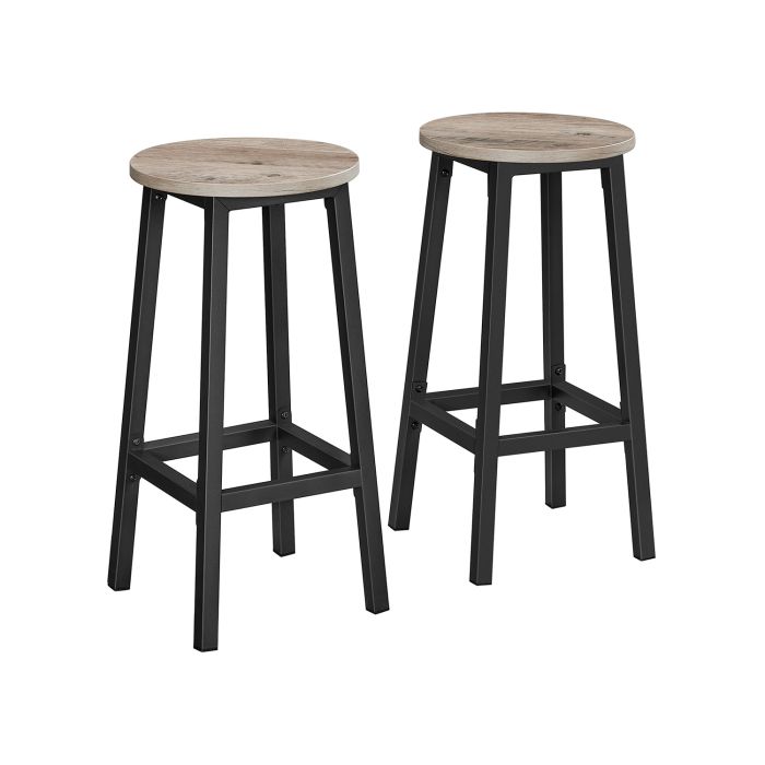 Kitchen Stools - LUMLIA Set of 2 Natural Black Stools - Black