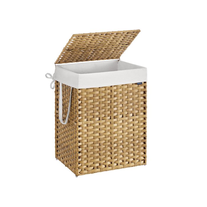 Laundry Basket - TARRIA 110L Synthetic Rattan Storage - Natural