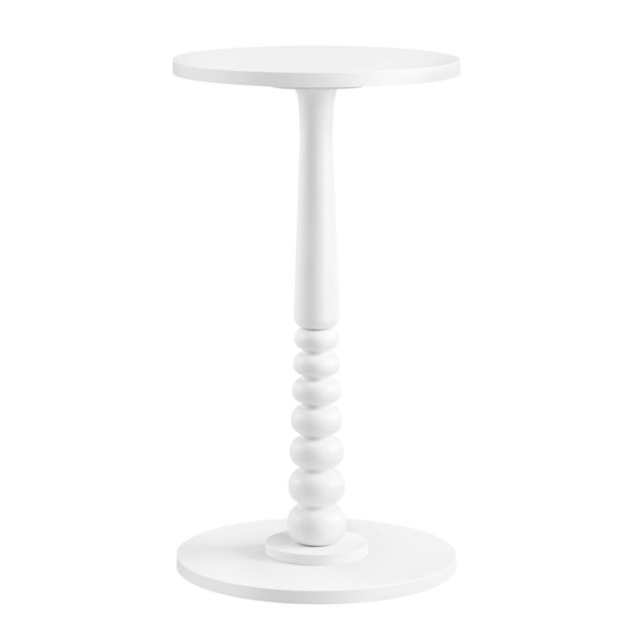 LOMIXY MARIEL Round Side Table with Wooden Leg - Cloud White
