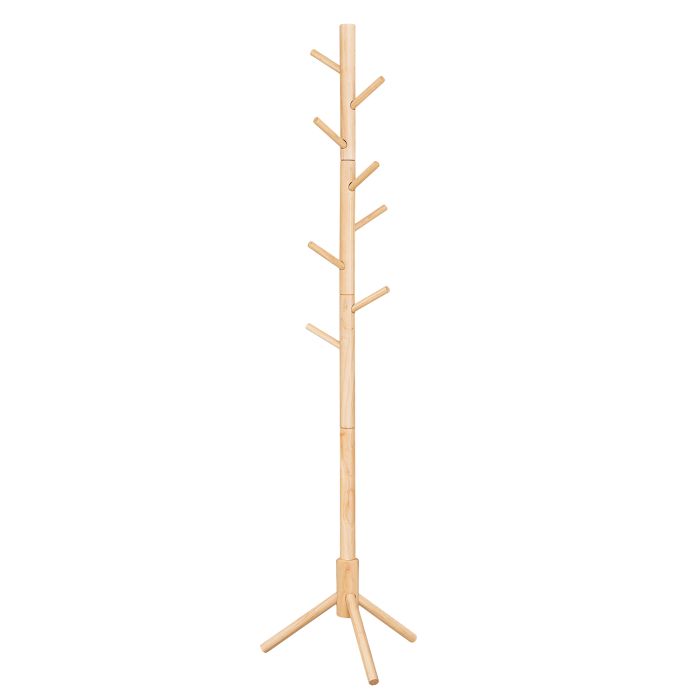 Coat Stand - VIVRAE Wooden Tree-Shaped with 8 Hooks - Natural