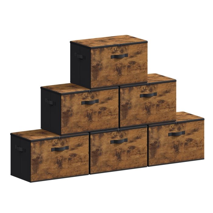 TABADE Set of 6 Foldable Storage Boxes - Rustic Brown
