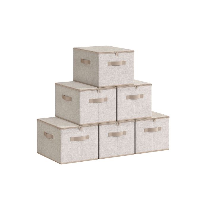 Storage Boxes - MARVAS Foldable Organiser Set of 6 - Sand Beige