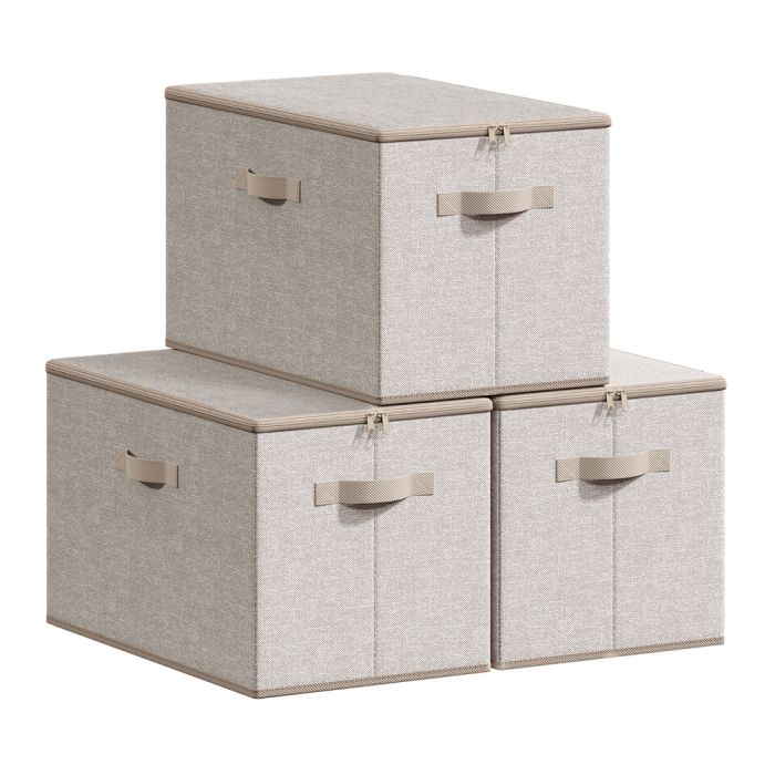 TABADE Set of 3 Foldable Storage Boxes - Sand Beige