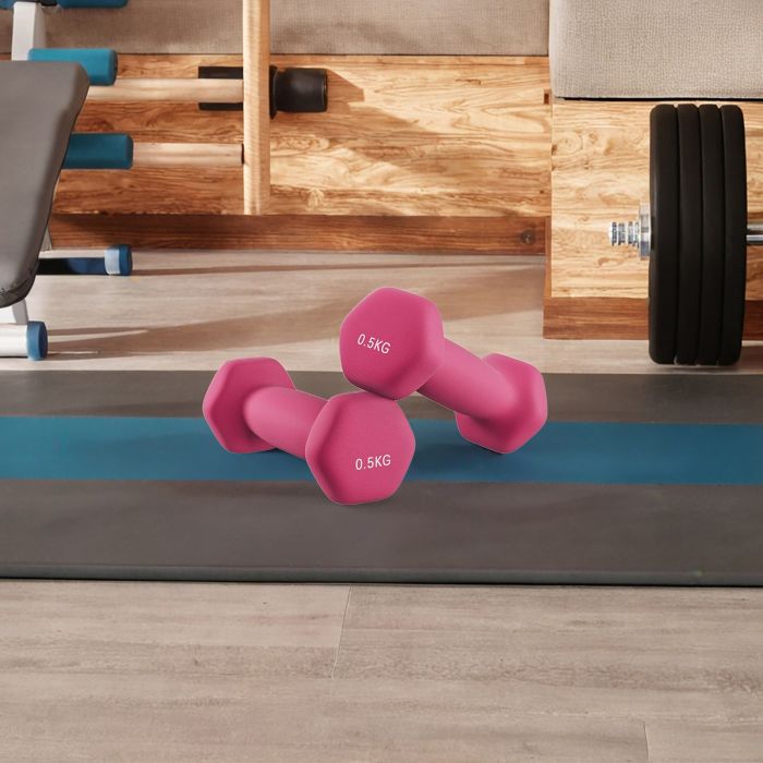 TAREKA Set of 2 Neoprene Dumbbells 0.5 kg - Neon Pink