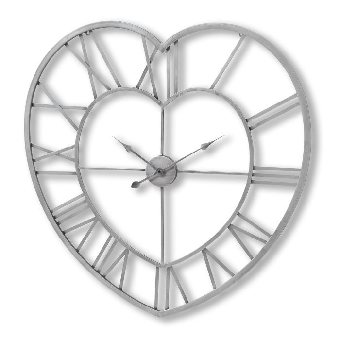 Heart Skeleton Wall Clock - Silver