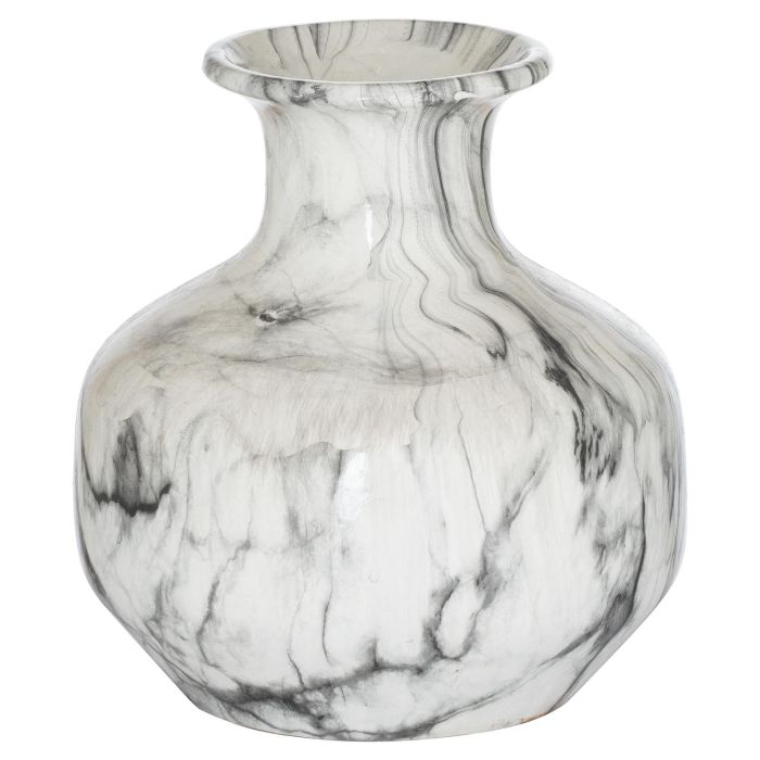 Marble Squat Vase - White
